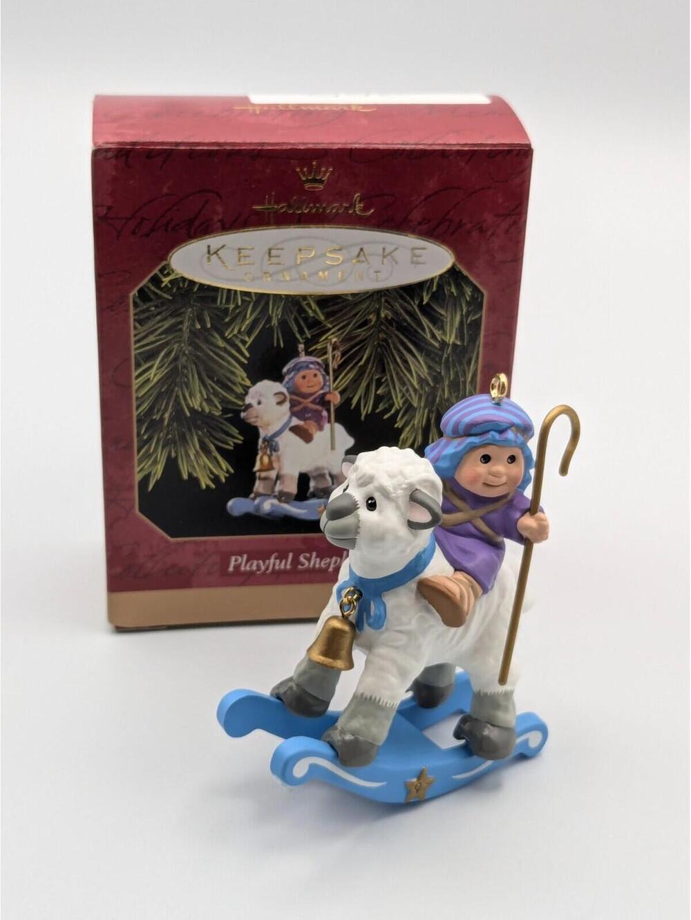 Hallmark Keepsake Playful Shepherd 1997 Shepherd on Rocking Horse Sheep Ornament